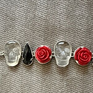 Charles Albert Sterling Silver Rose, Arrow and Skull Bracelet - NEW!!!